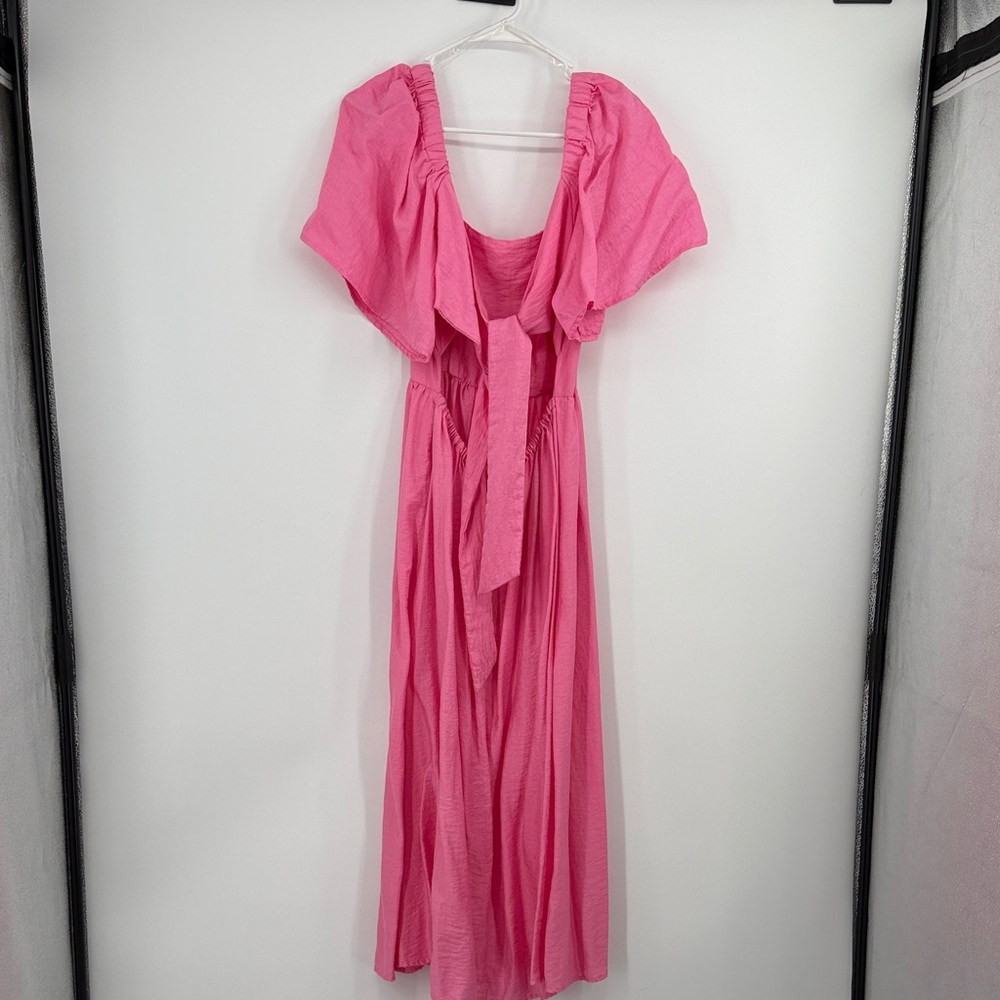 a new day Target Pink Puff-Sleeve Maxi Dress tie back size small - Picture 3 of 5